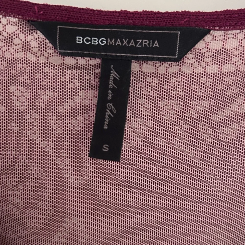 BCBGMAXAZRIA Avalon Lace Top Peplum Asymmetrical Hem Feminine Coquette Going Out - Picture 4 of 6